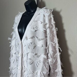 NWT 525 America Fringed Whimsical Blush Pink Button Front Cardigan - Size Large